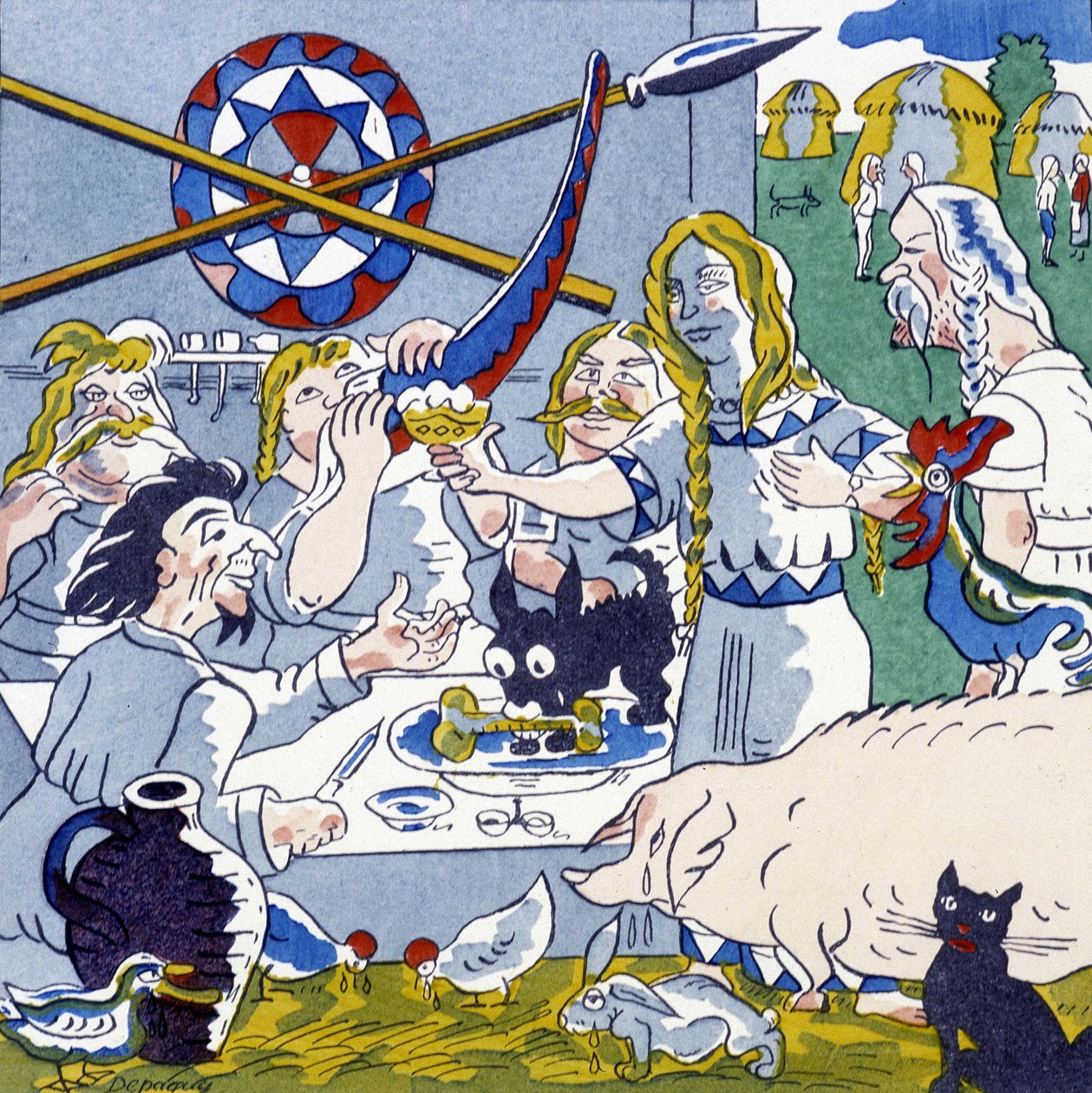 Festin (bankiet w Galii), w La Gaule et les Gauls, historia Francji autorstwa Jules depaquit autorstwa Jules Depaquit