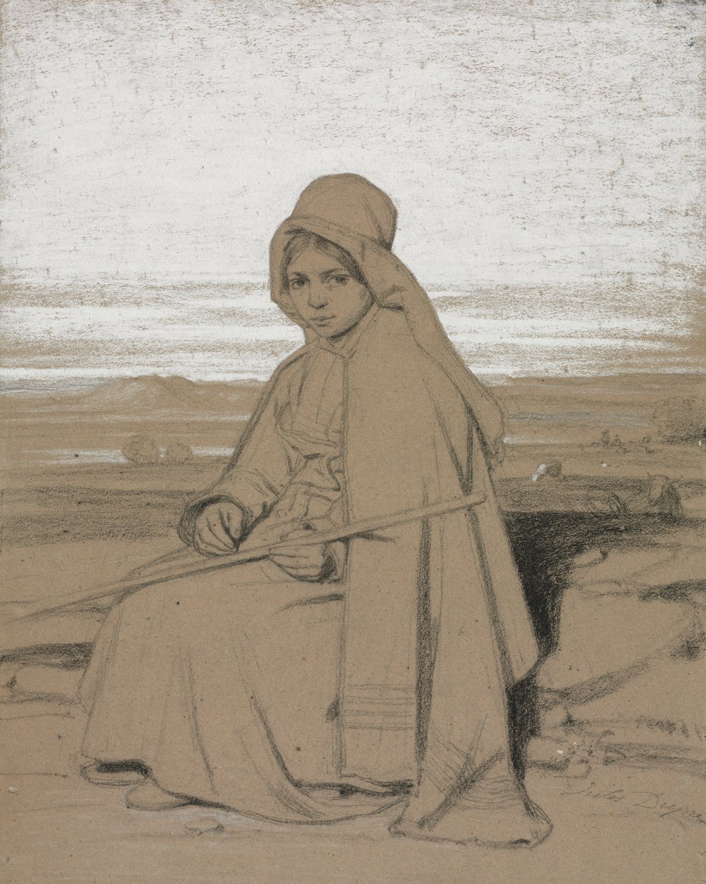 Siedząca pasterka autorstwa Jules Dupré