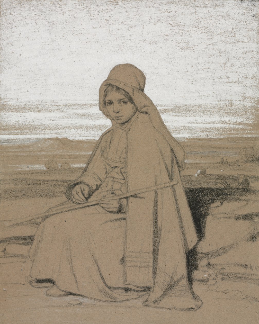 Siedząca pasterka, XIX wiek. autorstwa Jules Dupré
