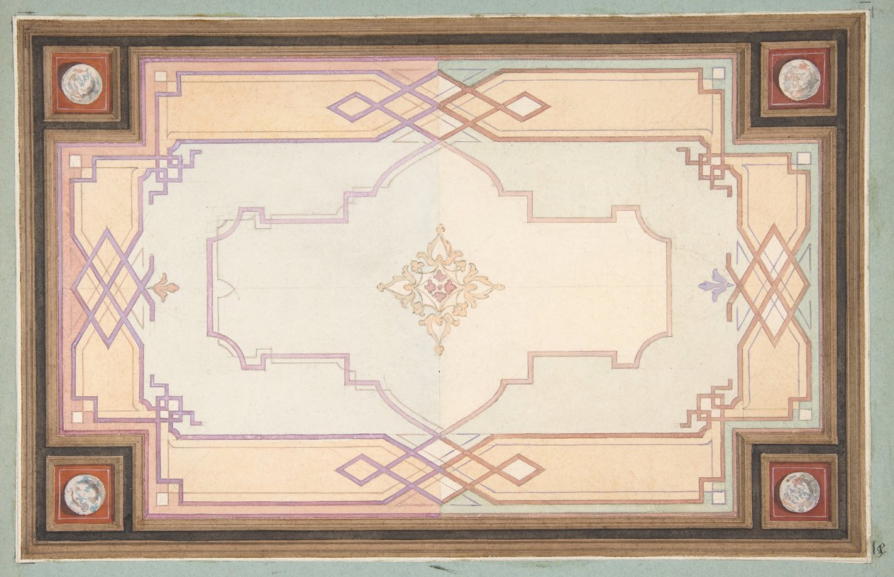 Projekt sufitu, druga połowa XIX wieku. Twórcy: Jules-Edmond-Charles Lachaise, Eugène-Pierre Gourdet. autorstwa Jules Edmond Charles Lachaise and Eugène Pierre Gourdet