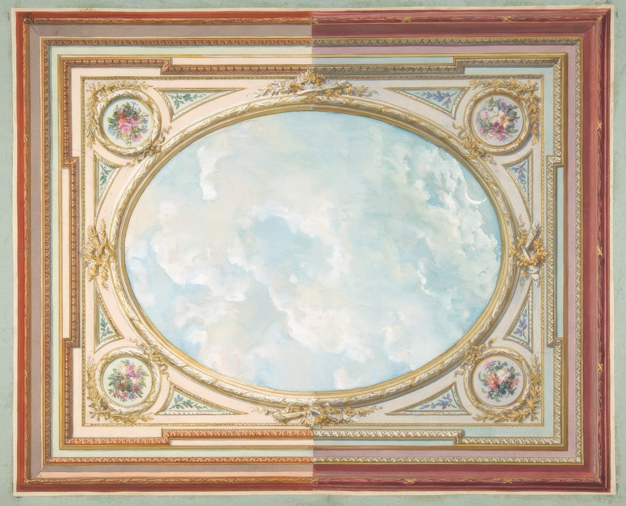 Projekt sufitu trompe loeil sky autorstwa Jules Edmond Charles Lachaise