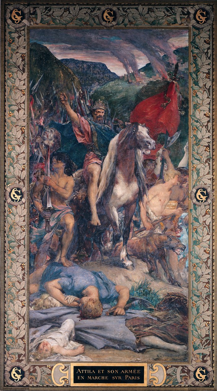 Attila (ok.406-453) i jego marsz armii na Paryż autorstwa Jules Elie Delaunay