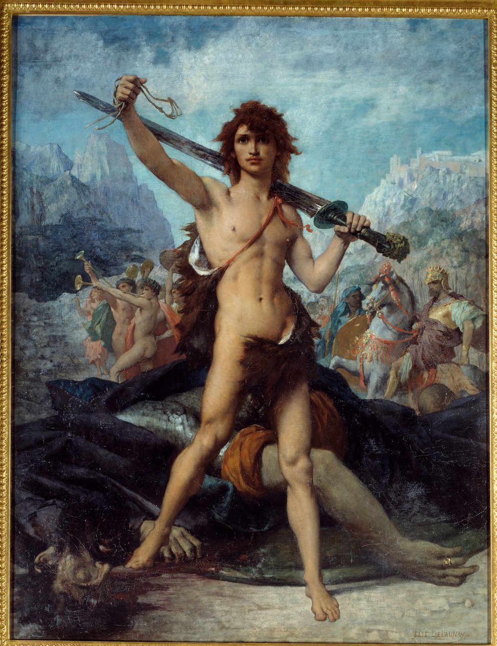 Dawid triumfujący. Obraz Jules Elie Delaunay (1828 - 1891) autorstwa Jules Elie Delaunay