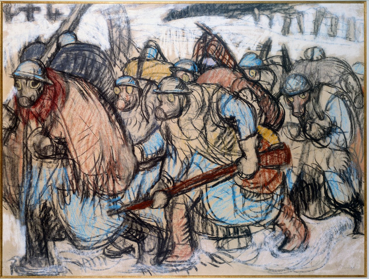 Pierwsza wojna światowa: „Żołnierze w masce gazowej”. Zingg, Jules Emile (1882-1942) autorstwa Jules Emile Zingg