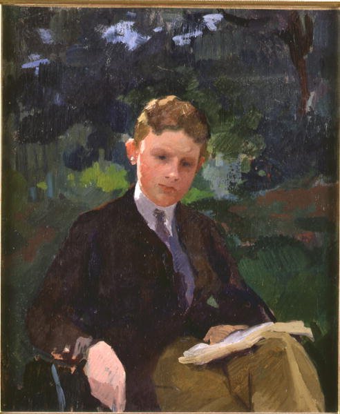Portret Marcela Renoux w wieku około 13 lub 14 lat, czytającego autorstwa Jules Ernest Renoux