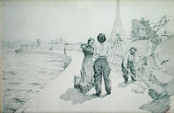 Widok na brzeg Sekwany, Paryż autorstwa Jules Ernest Renoux