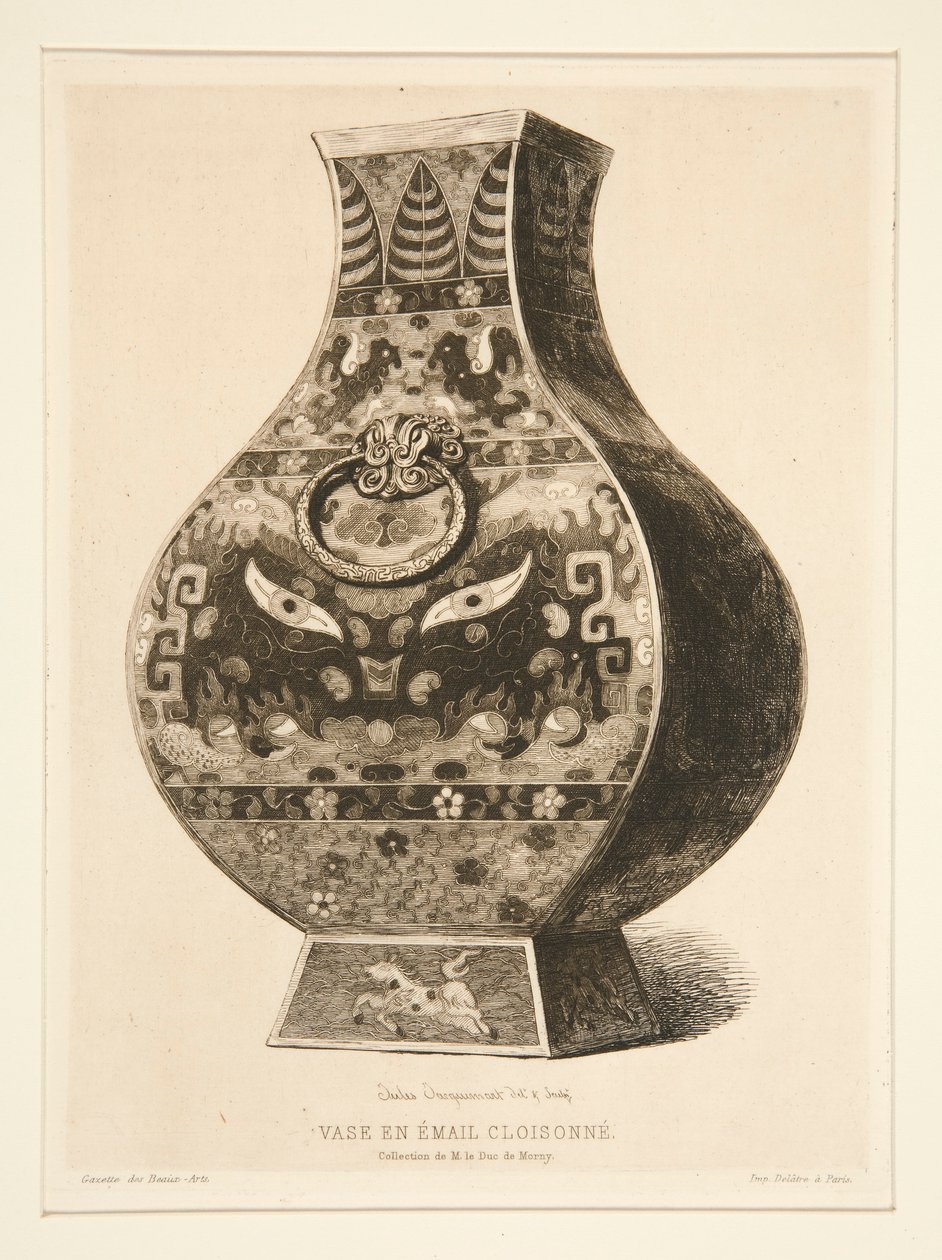 Wazon emaliowany Cloisonne autorstwa Jules Ferdinand Jacquemart