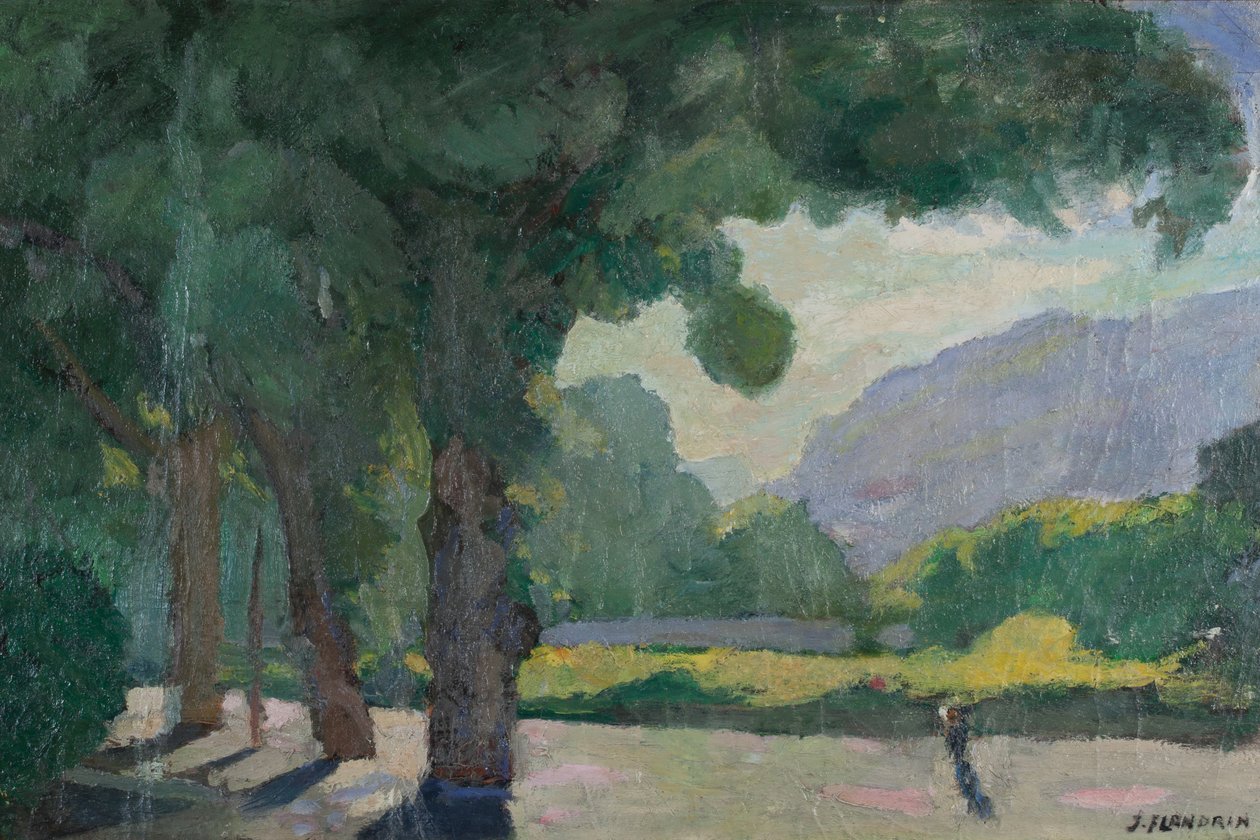 Grenoble, widok z Île Verte 1922 Olej na tekturze autorstwa Jules Flandrin