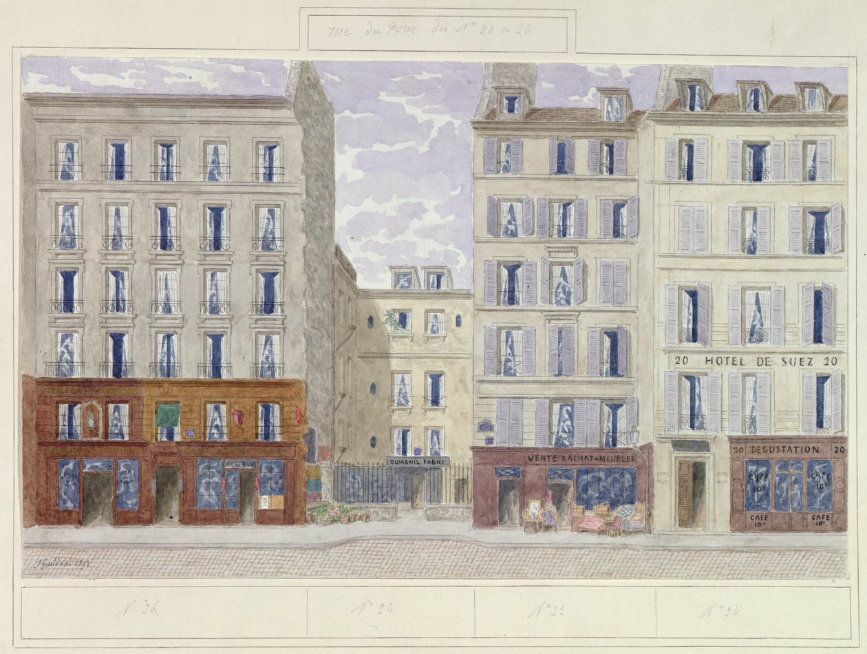 No.20 do No.26 rue du Four, Paryż, Francja, 1893 (wc na papierze) autorstwa Jules Gaildrau