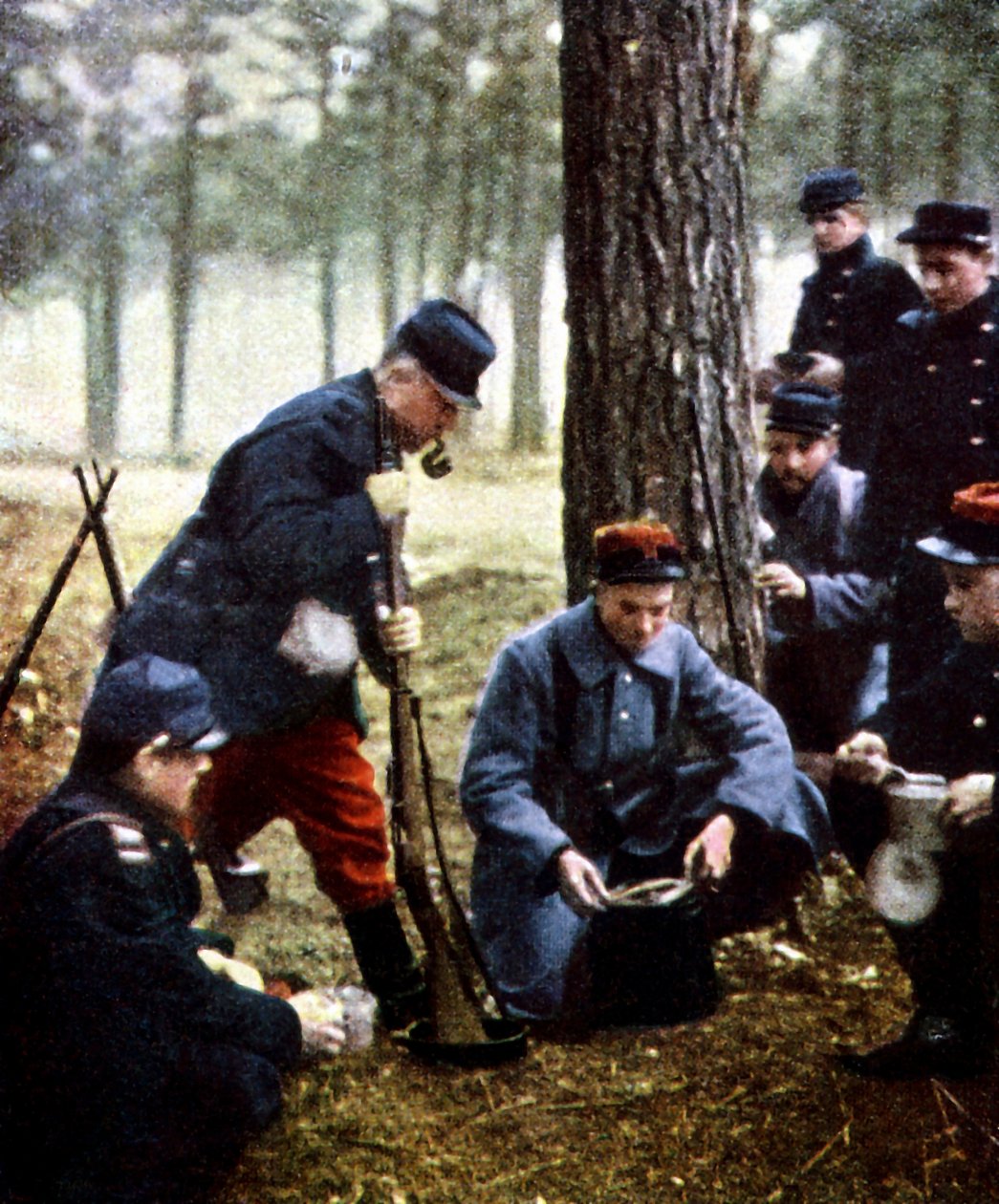 Żołnierze francuscy, Marna, wrzesień 1914 (autochrom) autorstwa Jules Gervais Courtellemont