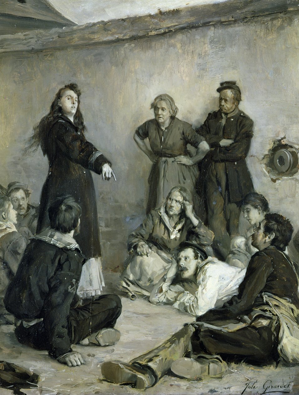 Louise Michel (1830-1905) Rozmowa z komunardami (olej na płótnie) autorstwa Jules Girardet