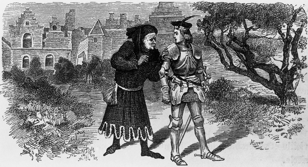 Ilustracja do Quentina Durwarda, powieści historycznej Waltera Scotta (1771-1832), rycina Julesa Huyota (1841-1921) autorstwa Jules Huyot