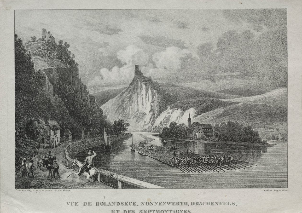 Widok na Rolandseck, Nonnenwerth, Drachenfels i Siebenbirge. autorstwa Jules Jean Baptiste de Joly