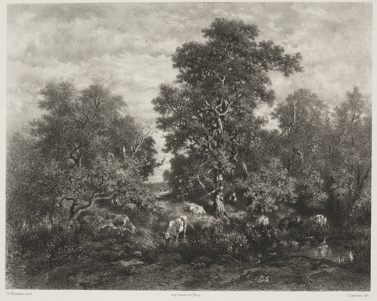 Staw według Théodore Rousseau (1812-67) autorstwa Jules Joseph Augustin Laurens