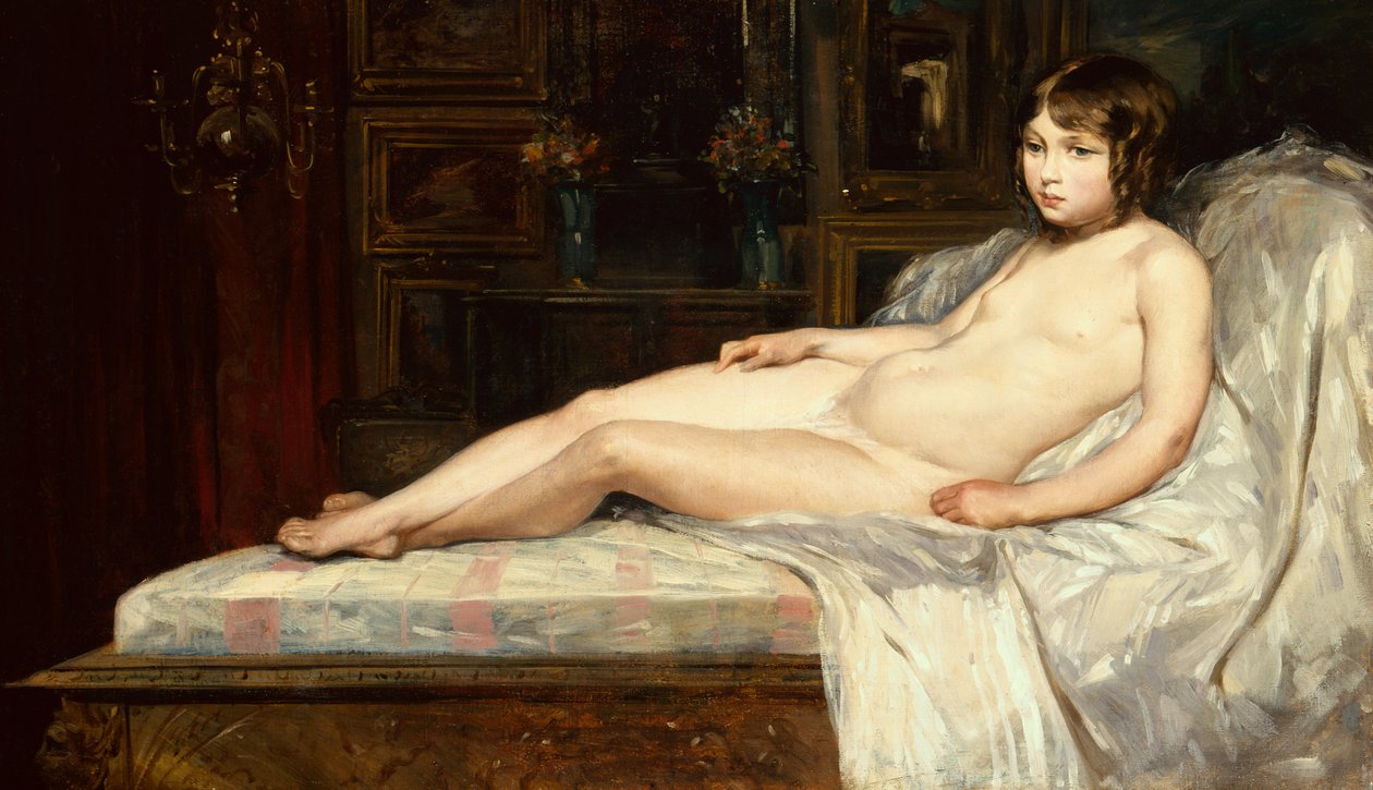Młody akt leżący (olej na płótnie) autorstwa Jules Joseph Lefebvre