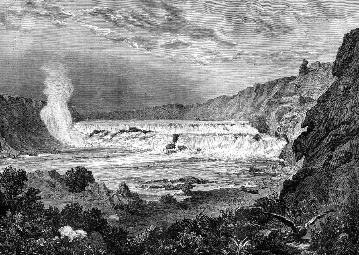 Grand Falls, rzeka Missouri, USA, XIX wiek. autorstwa Jules Laurens