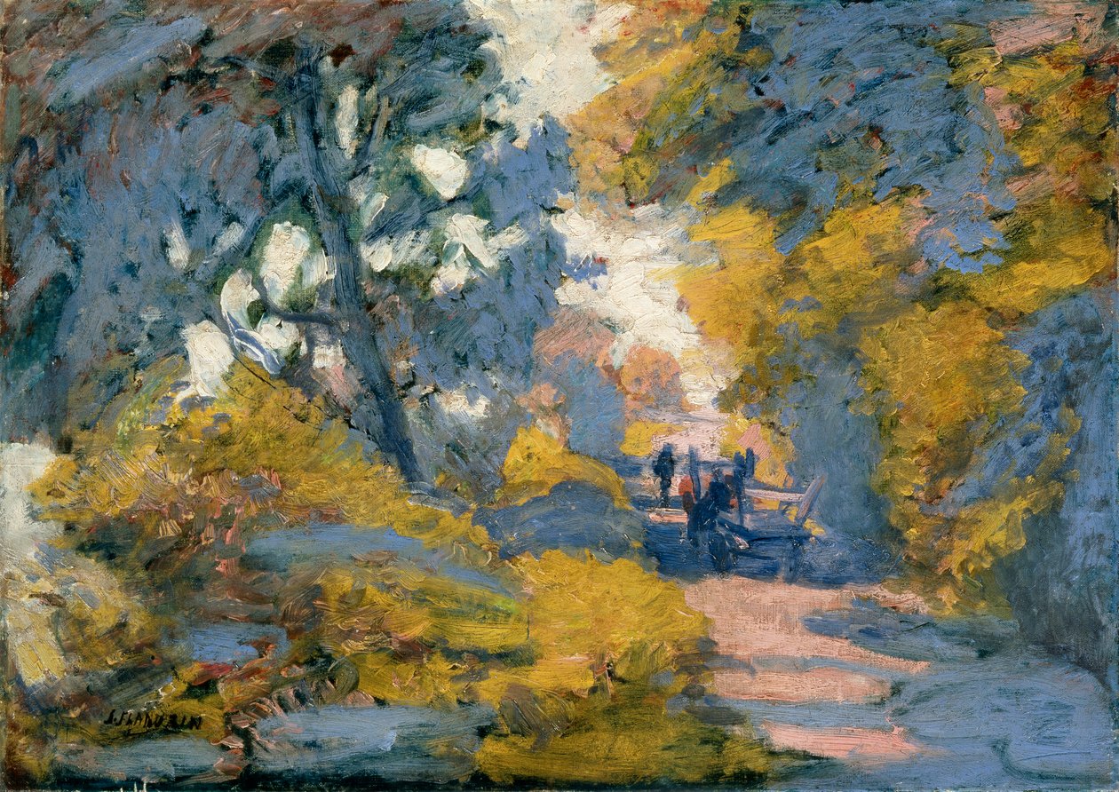 Droga oświetlona słońcem, koniec XIX lub XX wieku. autorstwa Jules Leon Flandrin
