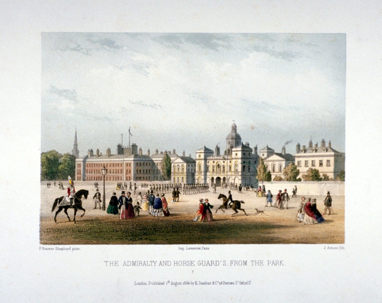Admiralicja i Gwardia Konna, Whitehall, Westminster, Londyn, 1854 autorstwa Jules Louis Arnout