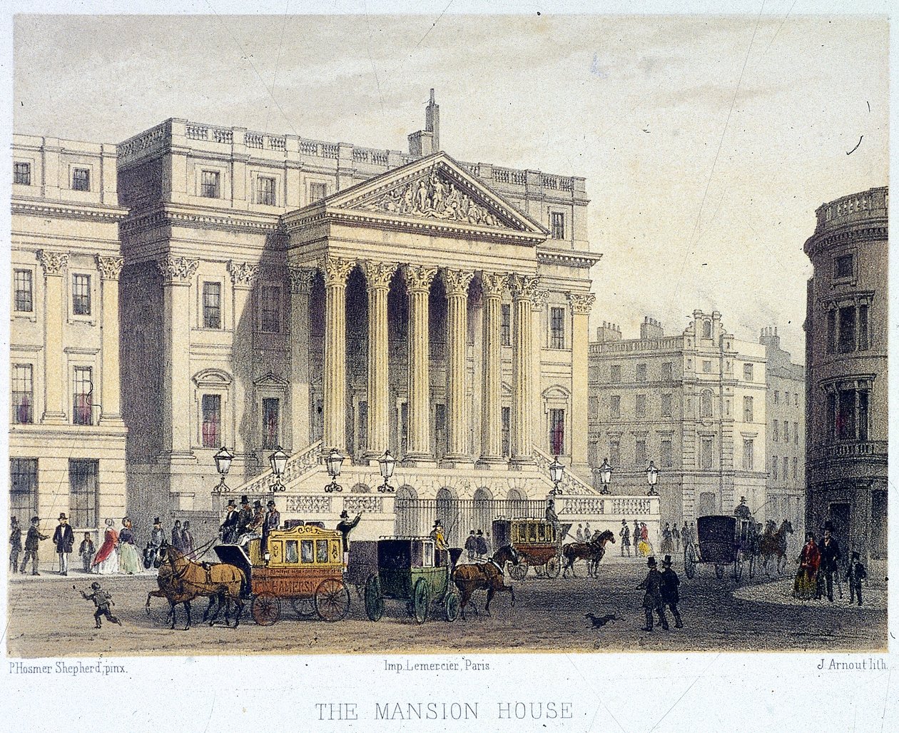 Mansion House na zewnątrz, Londyn, 1854 autorstwa Jules Louis Arnout