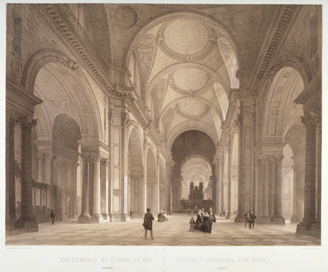 Nawa katedry św. Pawła, patrząc na wschód w kierunku chóru, City of London, 1850 autorstwa Jules Louis Arnout