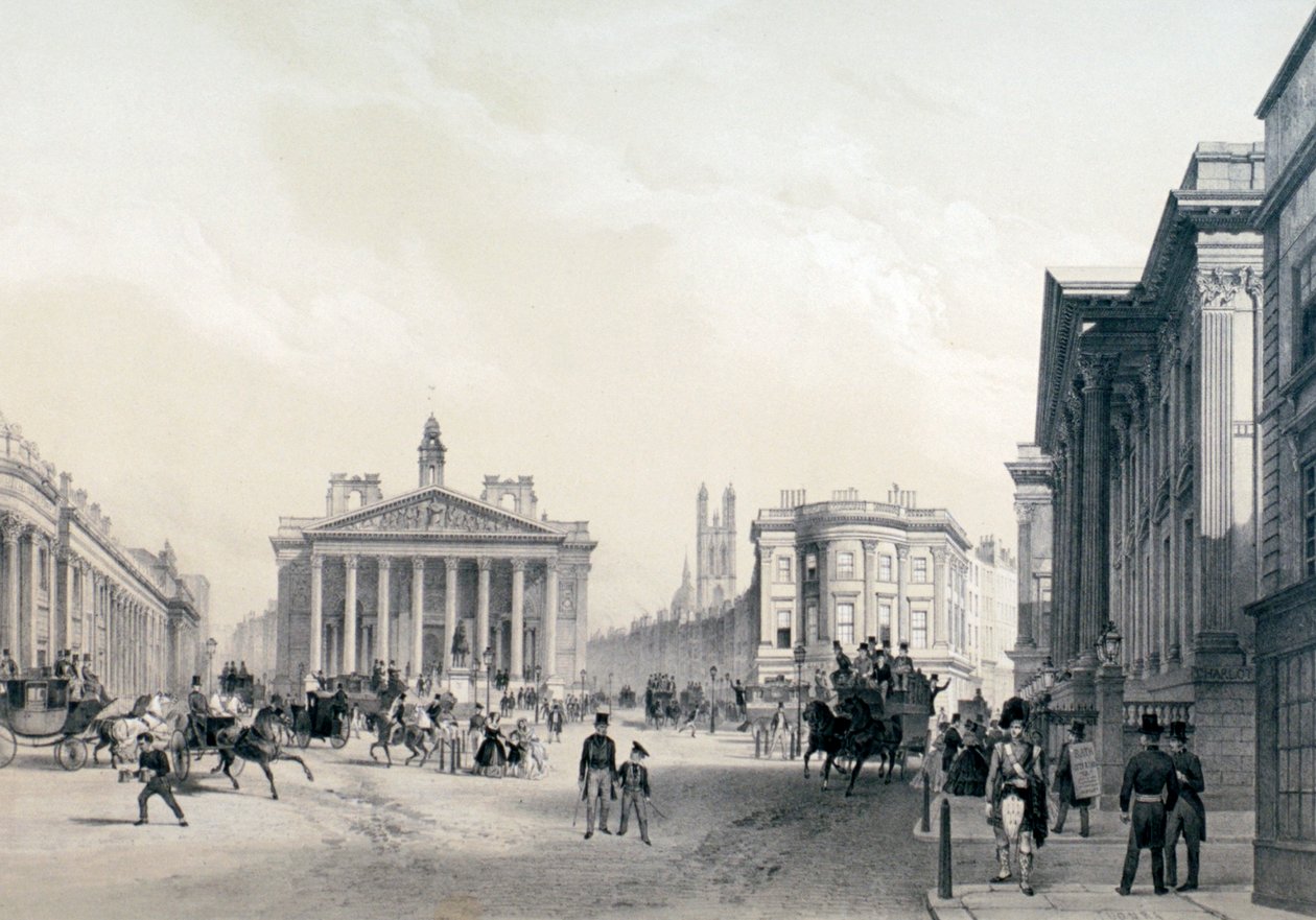 Bank Anglii, Royal Exchange i rezydencja, ok. 1850 autorstwa Jules Louis Arnout