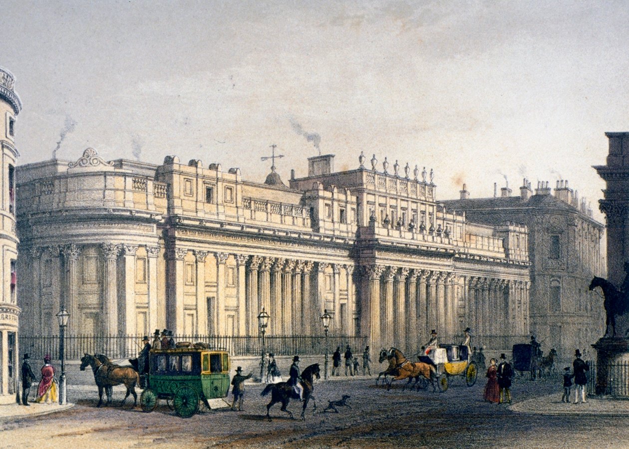 Widok Banku Anglii, City of London, 1854 autorstwa Jules Louis Arnout