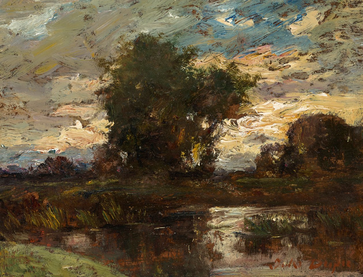 Wieczorne niebo nad stojącą wodą autorstwa Jules Louis Dupré