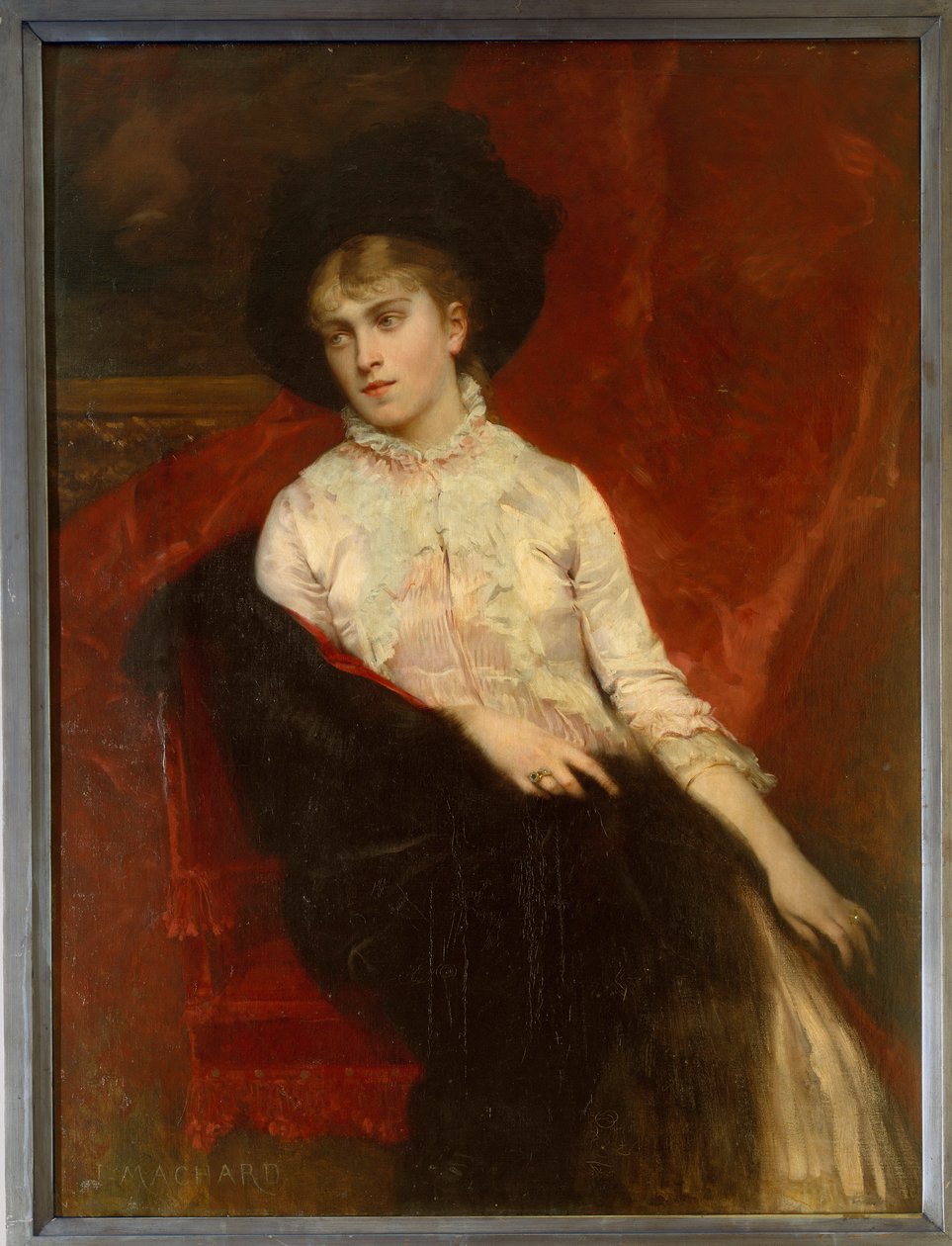 Portret Jeanine Dumas Davy de la Pailleterie (1867-1943) córki Aleksandra Dumasa, syna i żony Ernesta Hauterive Obraz Jules Louis Machard (1839-1900) XIX-wieczny Villers Cotterets. Muzeum Aleksandra Dumasa autorstwa Jules Louis Machard