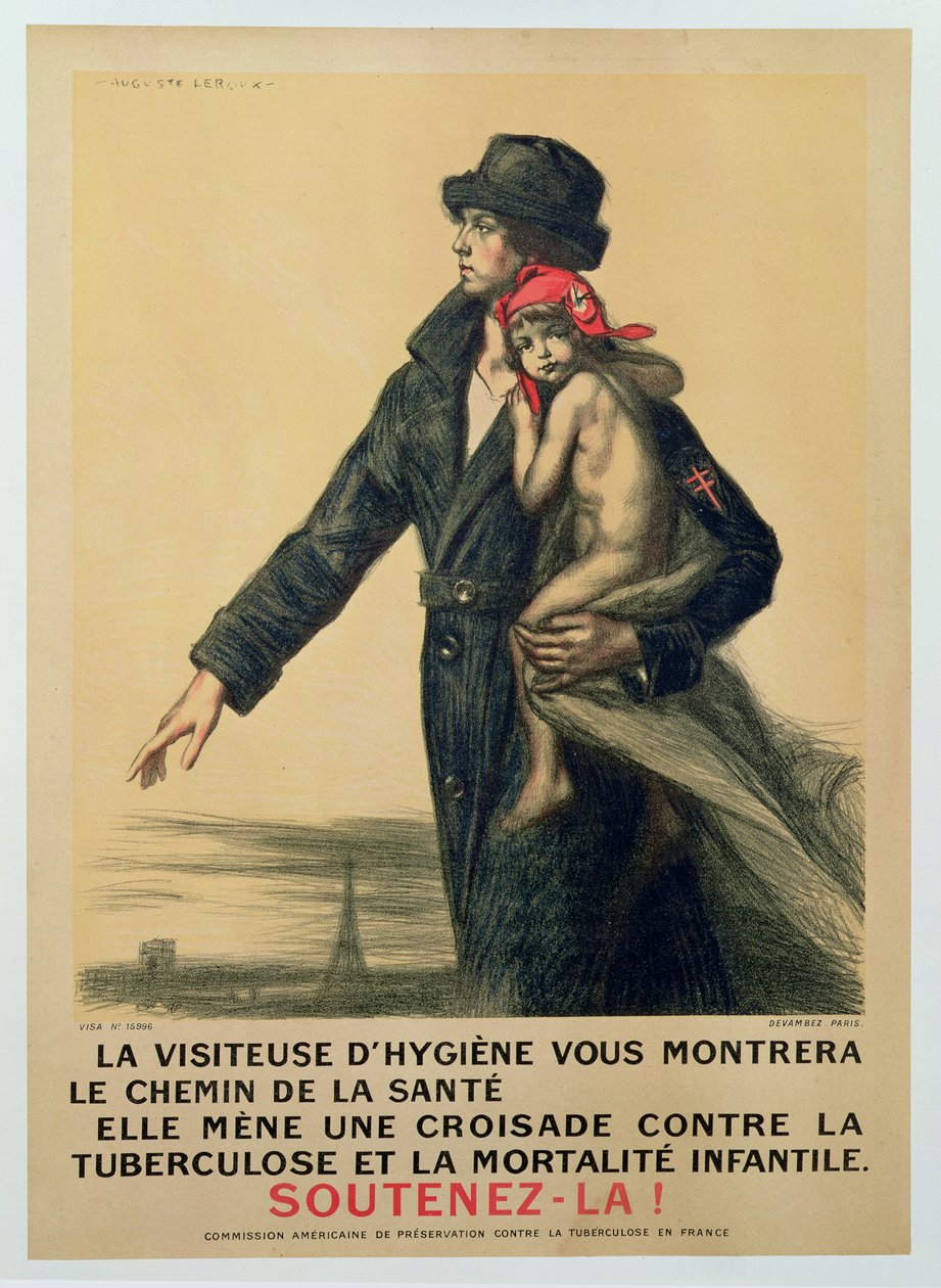 Publiczny plakat informacyjny na temat gruźlicy autorstwa Jules Marie Auguste Leroux
