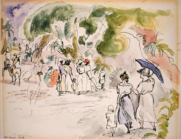 Postacie w krajobrazie autorstwa Jules Pascin