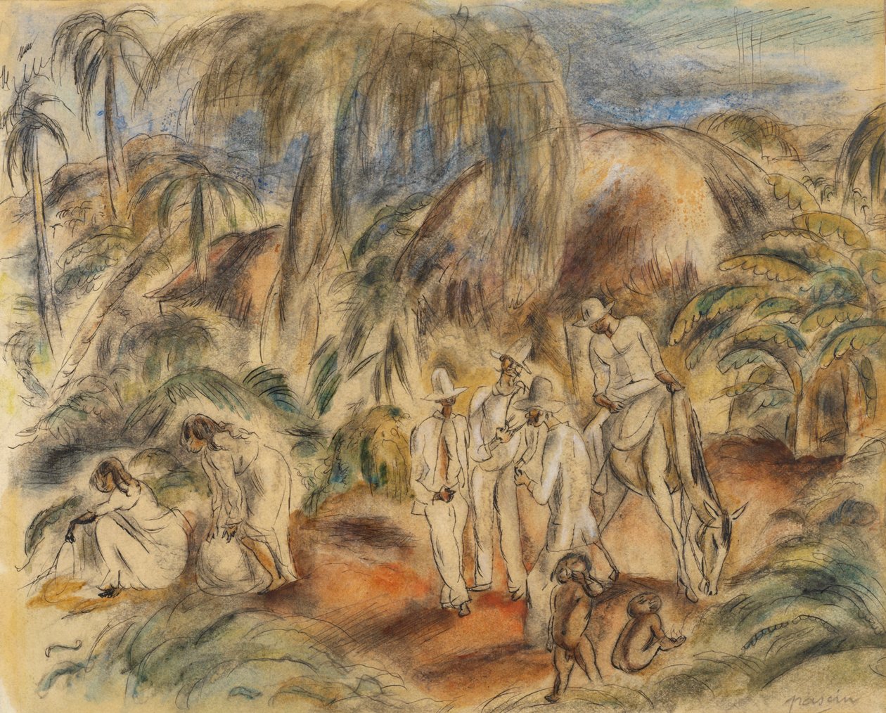 Postacie w tropikalnym krajobrazie autorstwa Jules Pascin