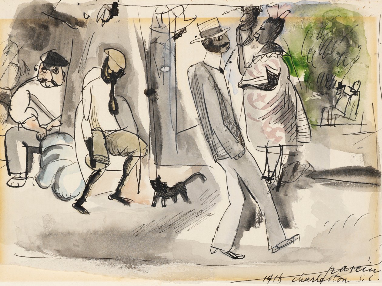 Figures in a Park, Charleston, Karolina Południowa, 1916 (wc na papierze) autorstwa Jules Pascin