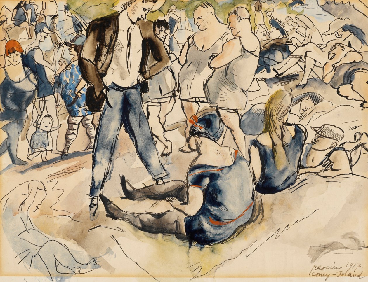 Figurki na plaży, Coney Island autorstwa Jules Pascin
