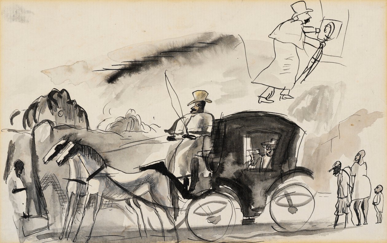 Figurki z kabiną autorstwa Jules Pascin