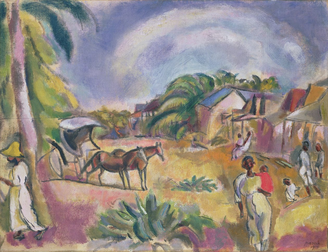 Pejzaż z postaciami i karetą, 1915 autorstwa Jules Pascin