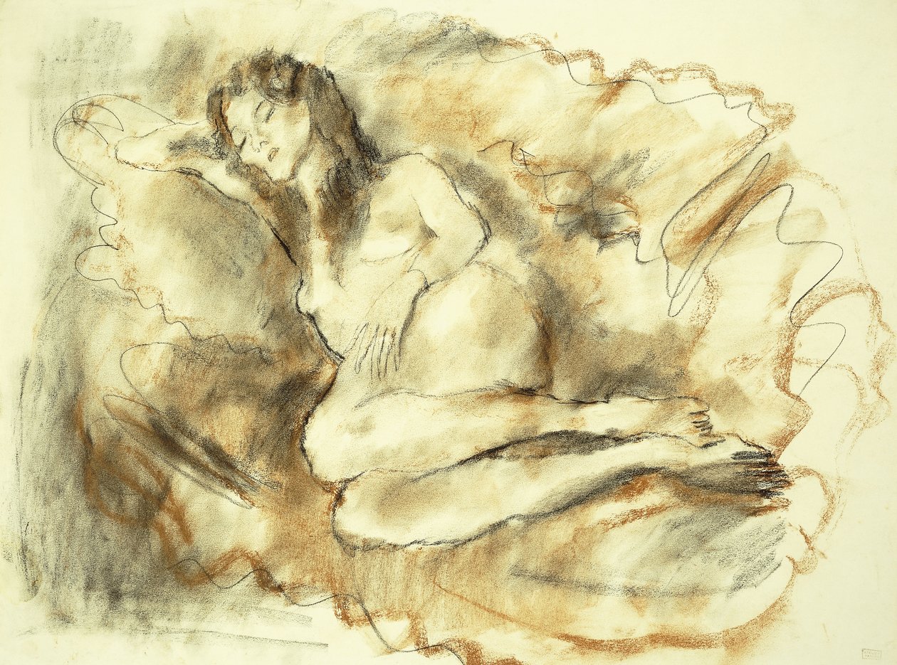 Leżąc nago; Naga warstwa, 1929 autorstwa Jules Pascin