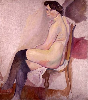 Akt w czarnych pończochach, ok. 1906 (olej na płótnie) autorstwa Jules Pascin