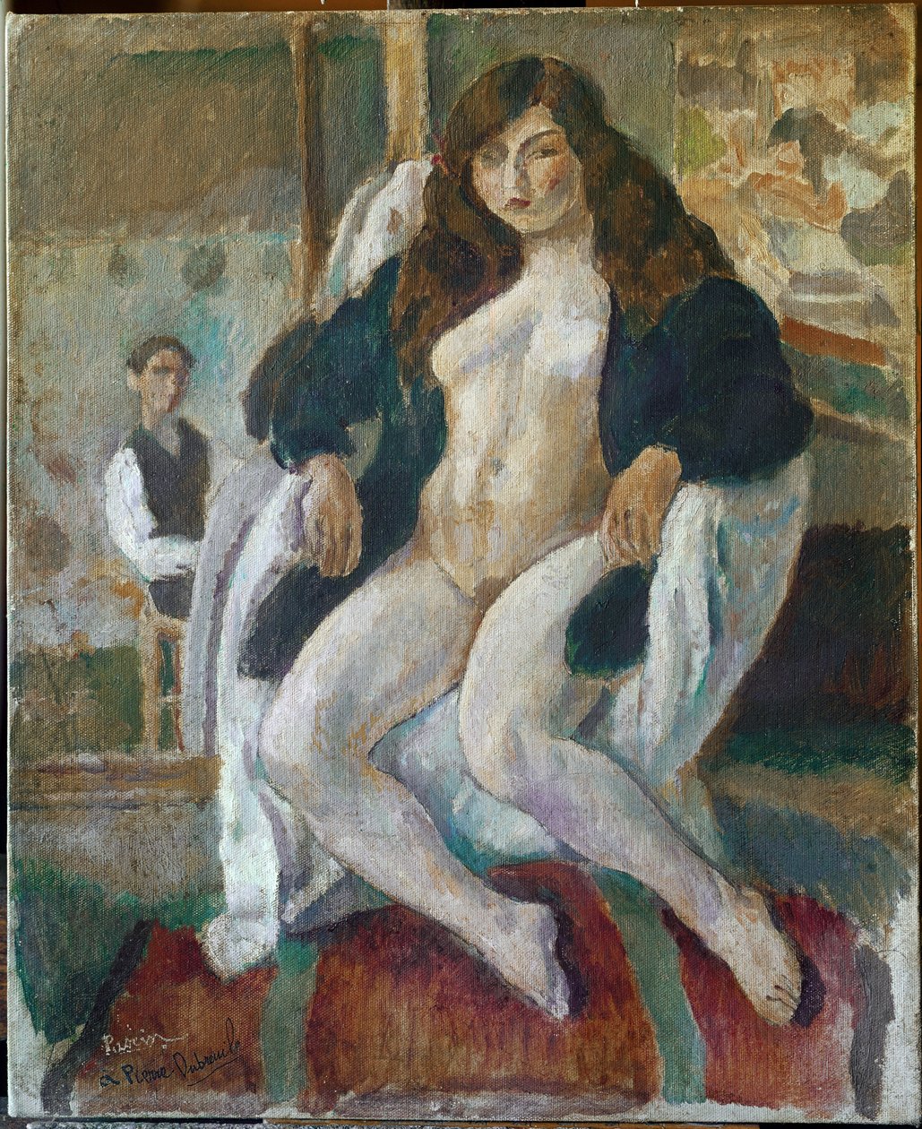 Portret malarza i jego modela (olej na płótnie, XX w.) autorstwa Jules Pascin