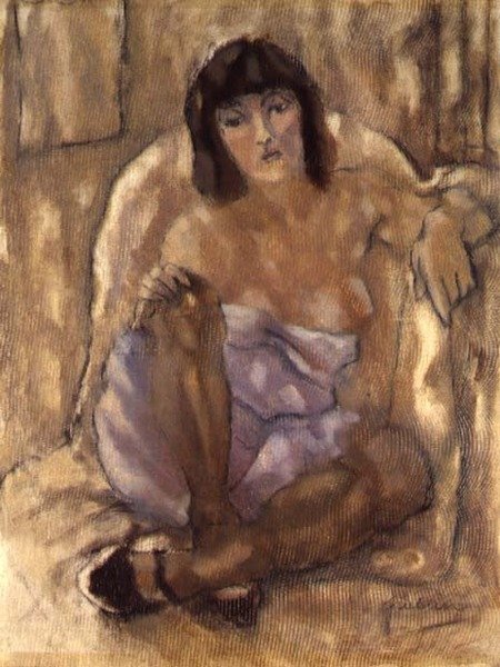 Siedząca kobieta (olej na płótnie) autorstwa Jules Pascin