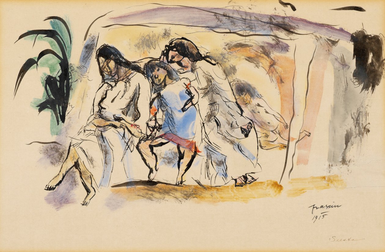 Siesta, 1915 (toaleta to papier) autorstwa Jules Pascin