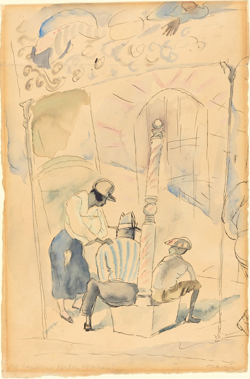 Przystojny fryzjer autorstwa Jules Pascin