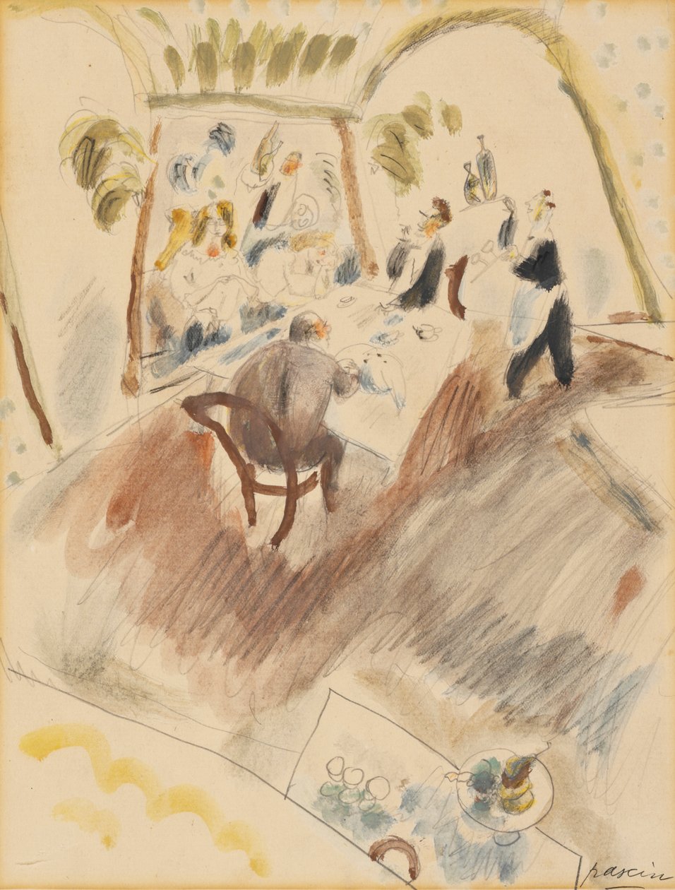 Dwóch mężczyzn jedzących autorstwa Jules Pascin