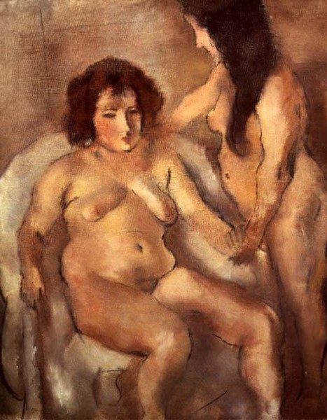 Dwie nagie kobiety (The Bordello) c.1919 (olej na płótnie) autorstwa Jules Pascin