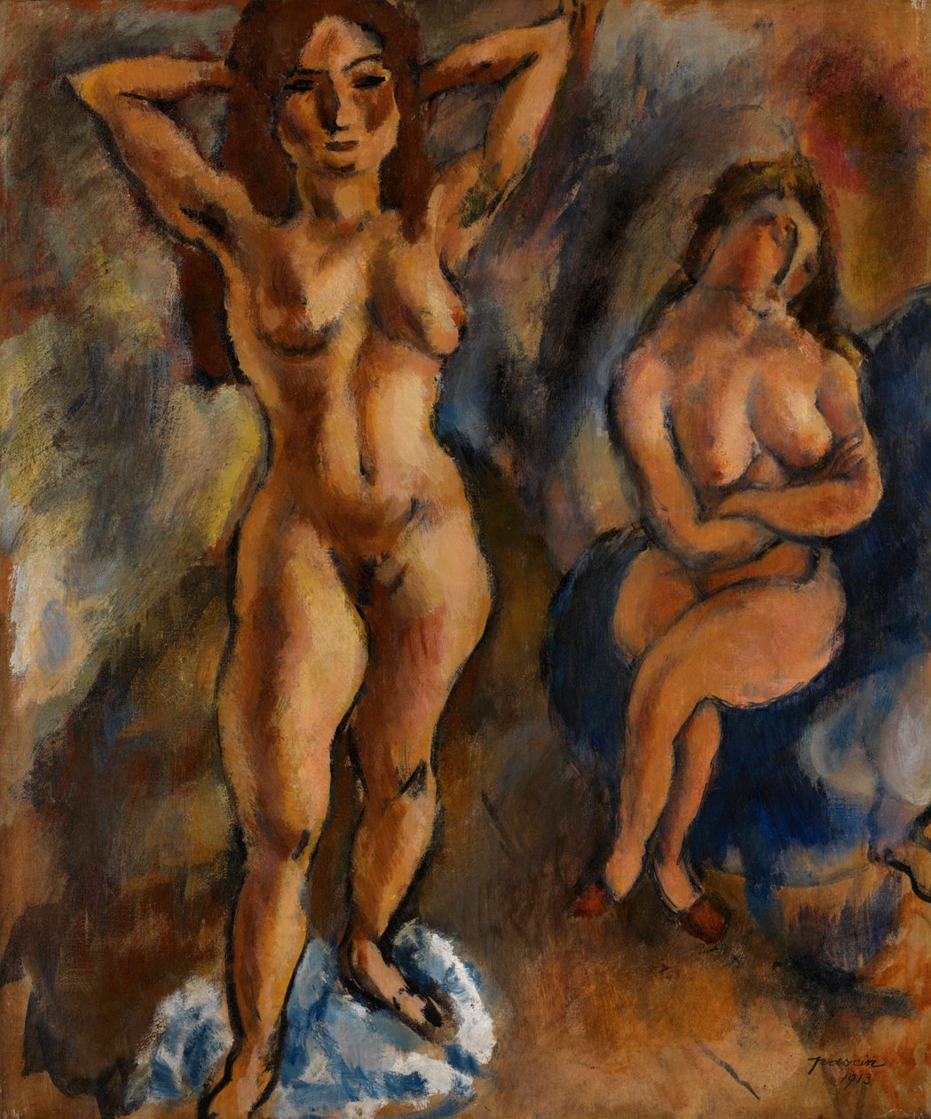 Dwa akty - jeden stojący, jeden siedzący autorstwa Jules Pascin
