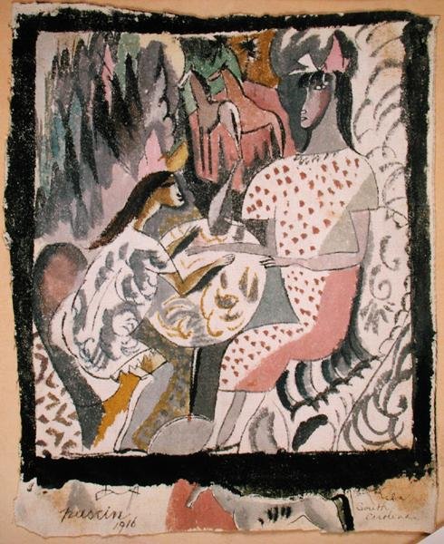 Dwie kobiety przy okrągłym stole, Karolina Południowa autorstwa Jules Pascin