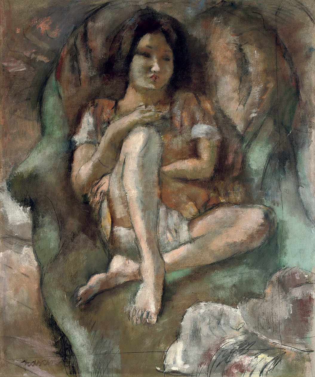 Młoda dziewczyna w fotelu; Młoda dziewczyna w fotelu, 1922 autorstwa Jules Pascin