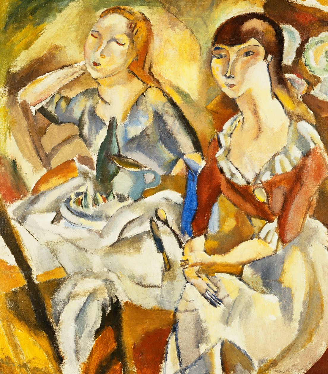 Młode dziewczyny siedzą razem autorstwa Jules Pascin