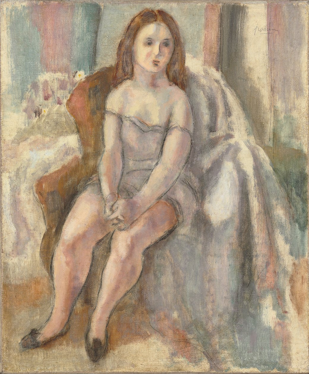 Młoda kobieta w białej koszulce autorstwa Jules Pascin