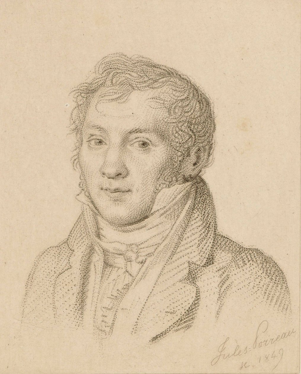 Portret skrzypka i kompozytora Louisa-Luca Loiseau de Persuis 1769-1819, 1849. autorstwa Jules Porreau