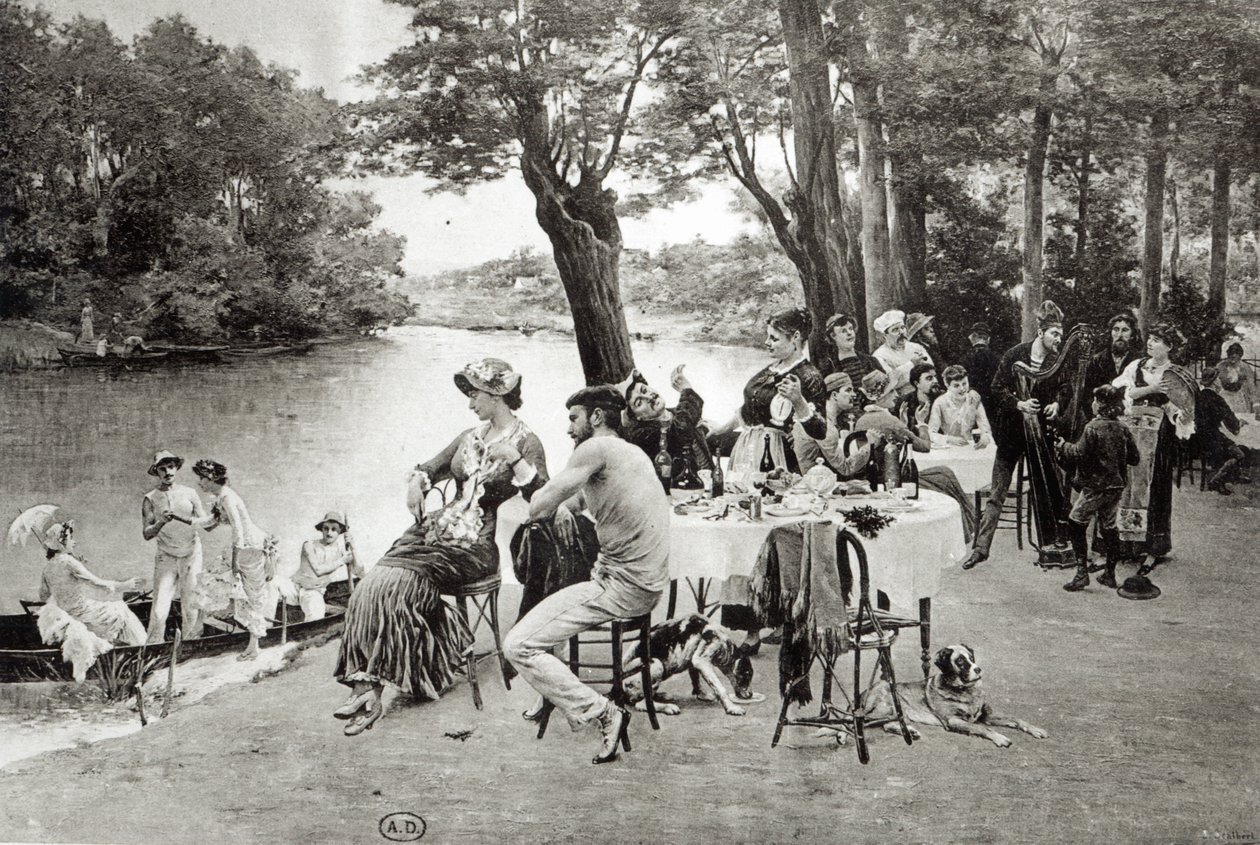 Scena na brzegu Marny (fototypia) autorstwa Jules Scalbert
